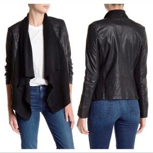 Blank NYC Faux Leather Draped Ribbed Jacket